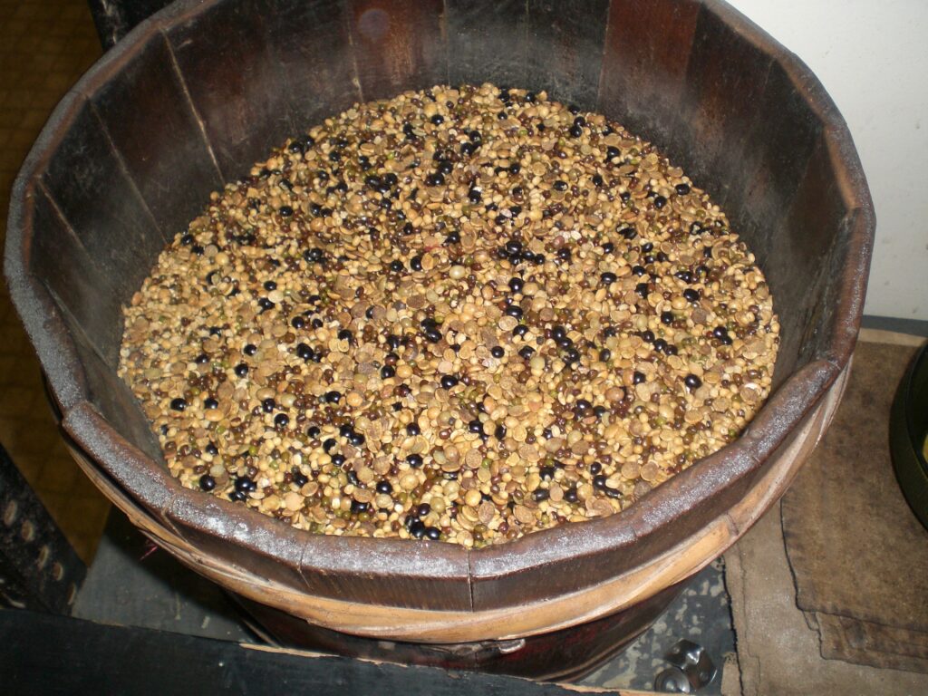 Traditional Pail of Dried Beans for Hardening Conditioning